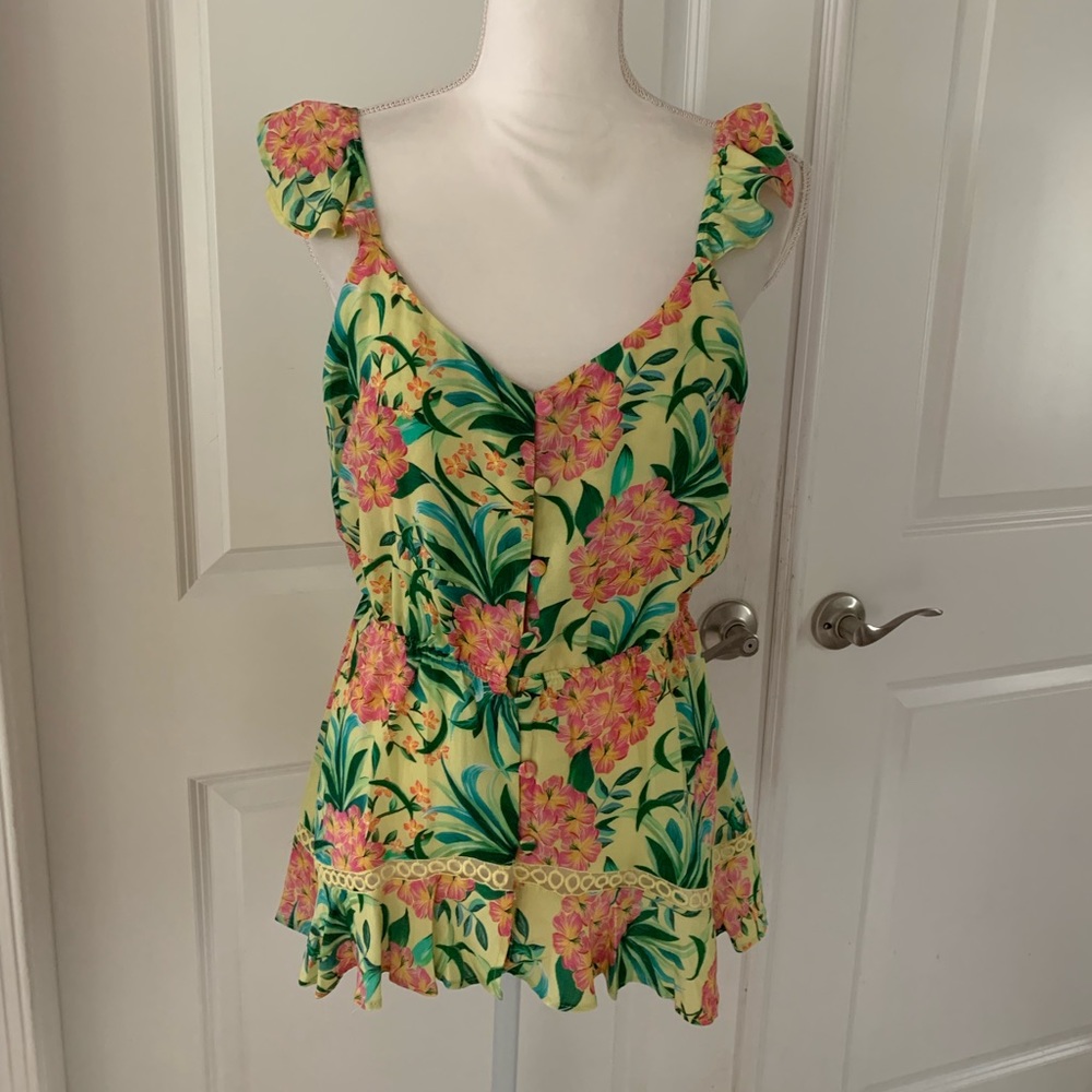 ANTHRO Farm Rio Ruffled Floral Tank - Picture 5 of 14